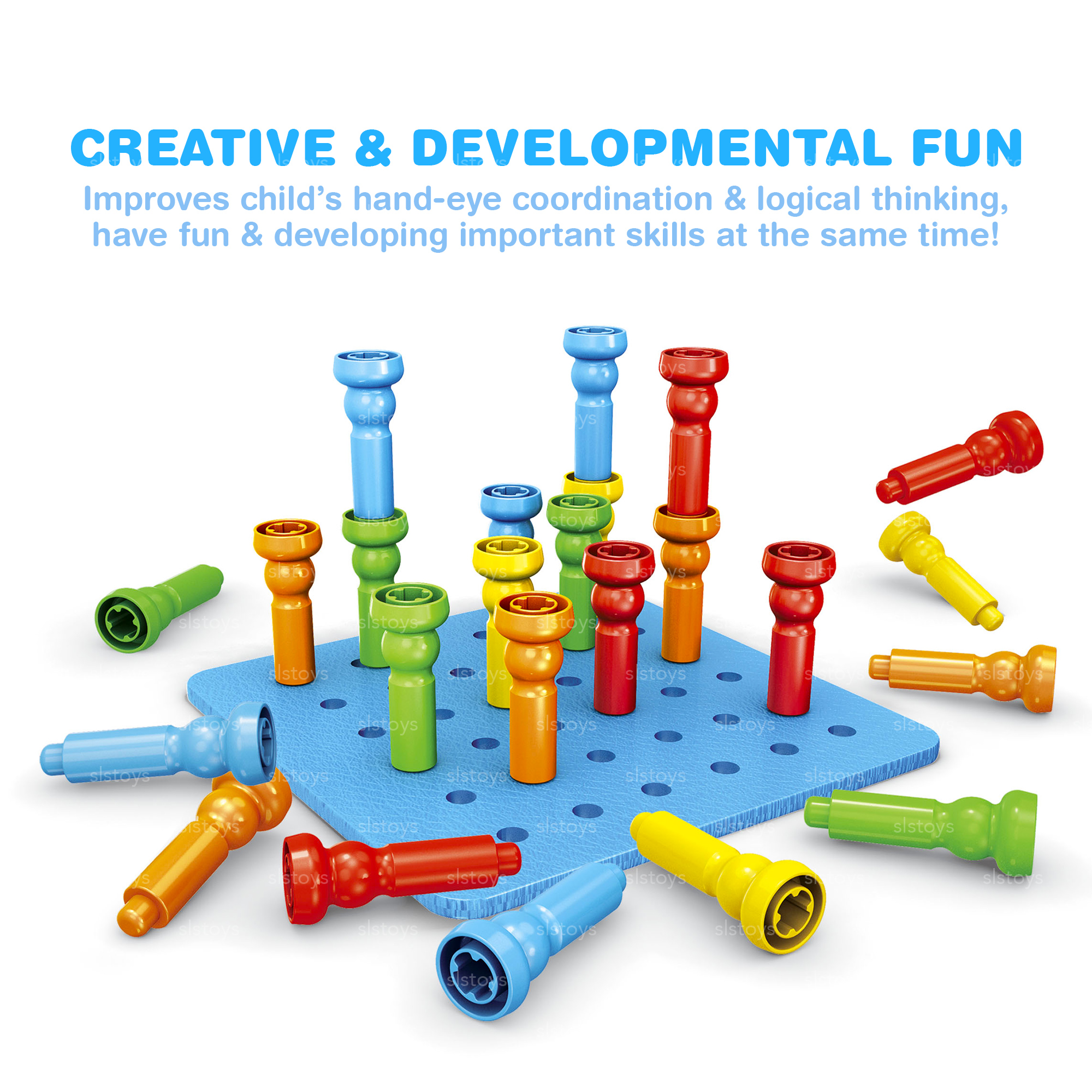 Bubbles & Blocks Pegs Building Series Stacking Puzzle Kids Toddler Creative